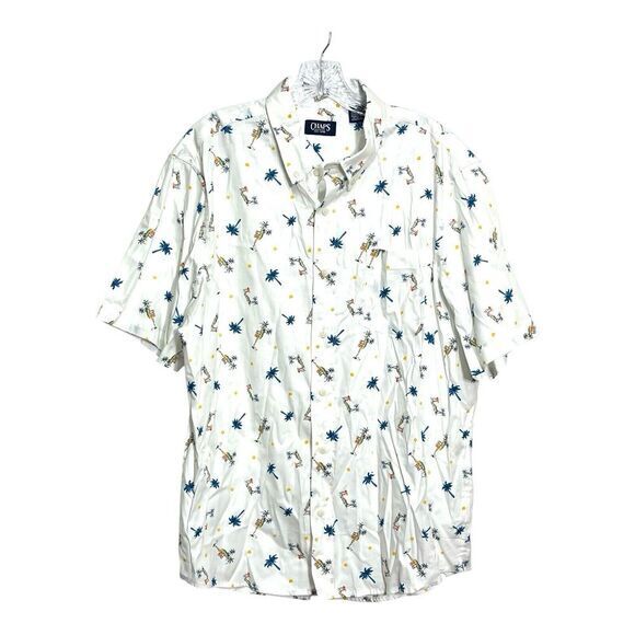 Chaps Other - Chaps Easy Care Tropical‎ Mens Size XL White Short Sleeve Button Down Pocket
